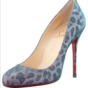 Louboutin Fifi Lame Leopard Pumps